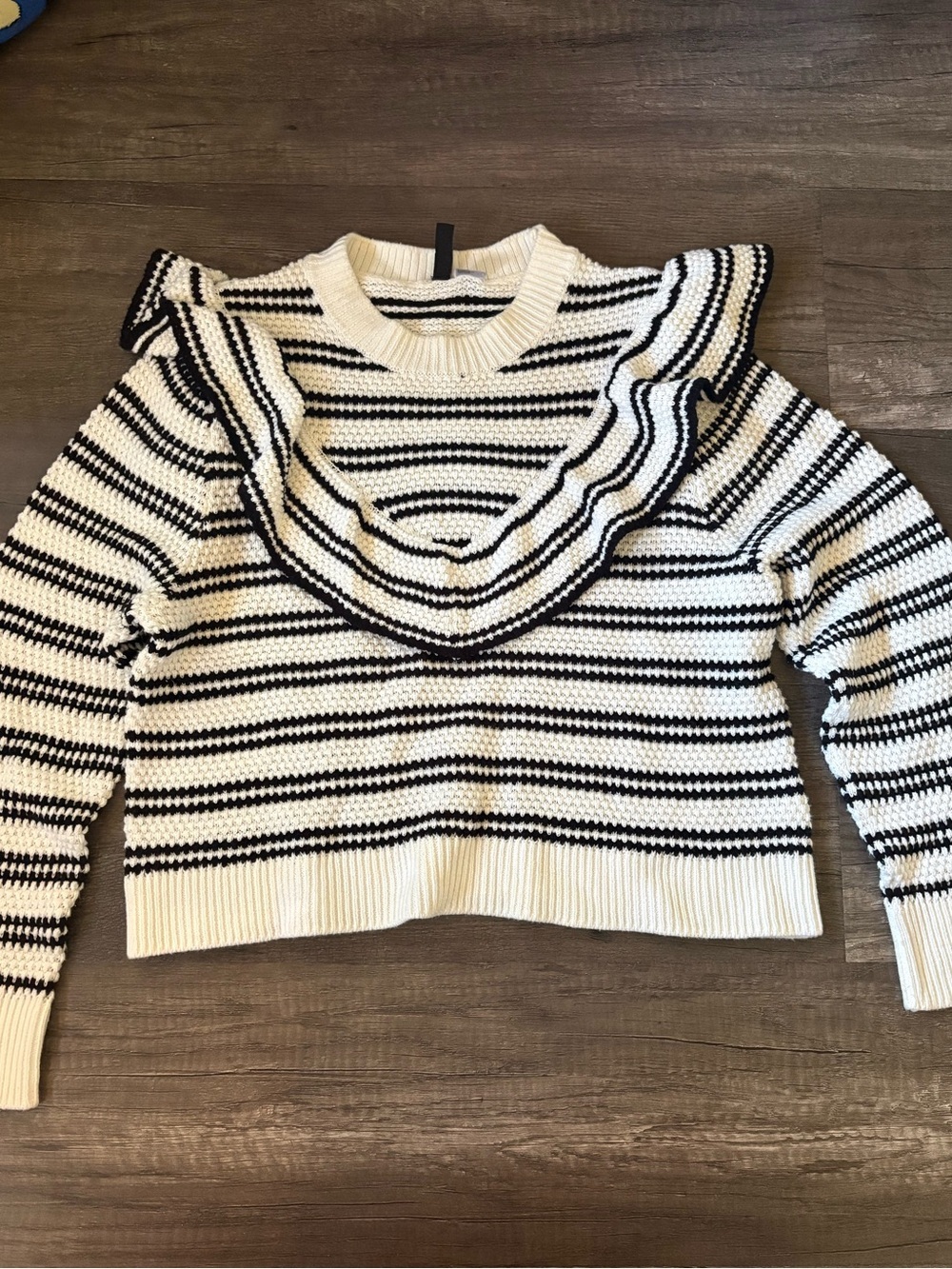 H&M Striped Ruffle Sweater